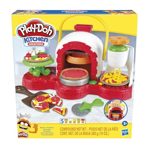 Product Image of the Play-Doh Kitchen Creations Stamp 'n Top Pizza Oven Toy, 5 Modeling Compound...