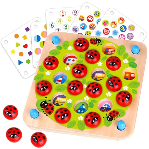 Product Image of the Nene Toys Ladybug Memory Game - Wooden Matching Game for Kids Age 3-5 with 10...