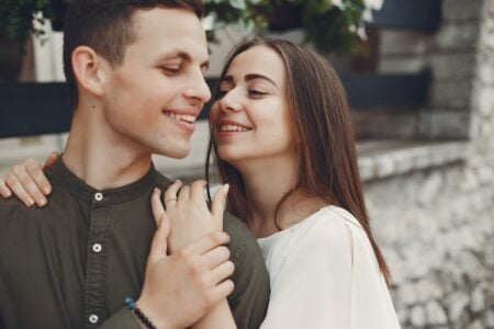 Beautiful couple celebrating boyfriends birthday