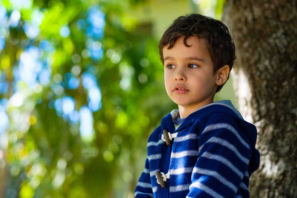 Cute little boy spending time in the park