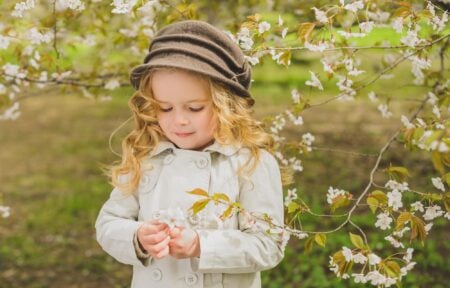 Cute little girl standing in the park