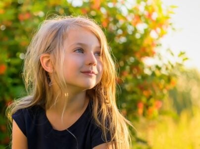 Cute little girl playing in the park.