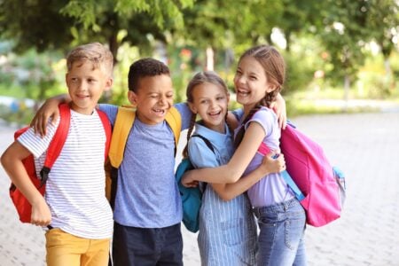 A group of children spending time in the park