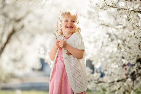 Happy girl spending time in the park