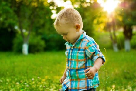 Cute little boy playing in the park