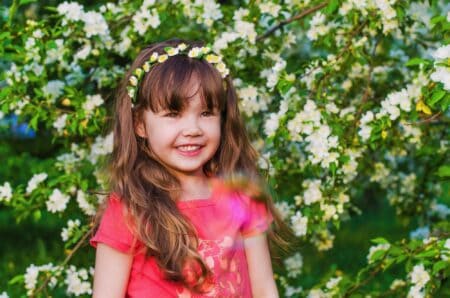 Cute little girl spending time in the park.