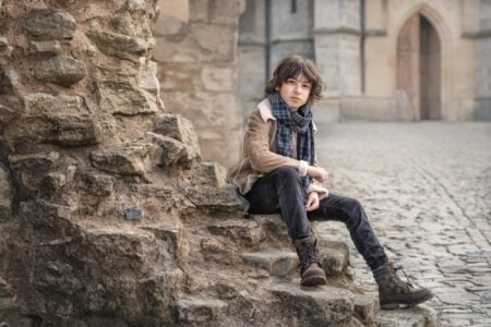 Fashionable Welsh boy in autumn clothes