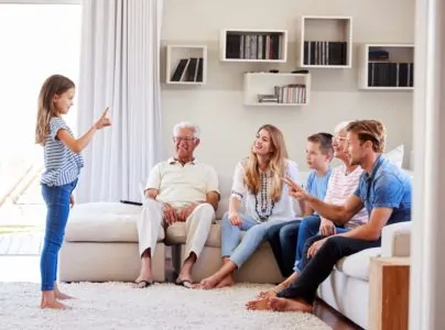 Sweet family playing charades