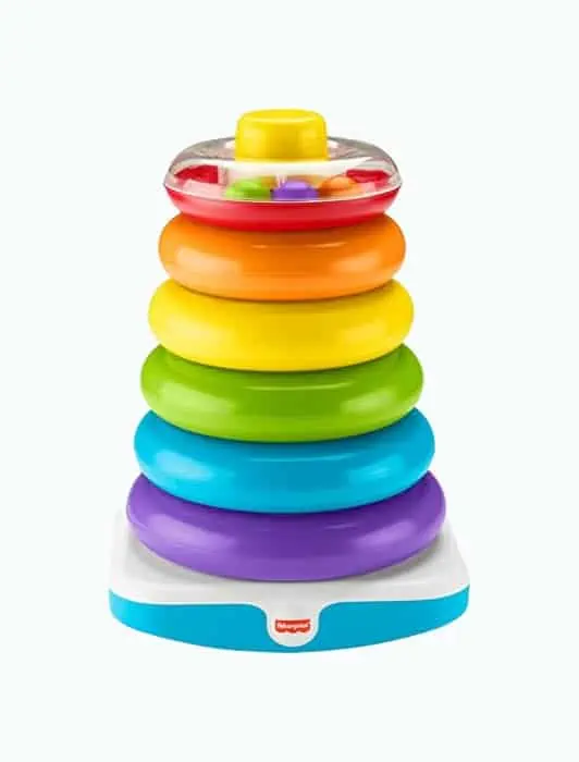 Product Image of the Fisher-Price Toddler Toy Giant Rock-A-Stack, 6 Stacking Rings with Roly-Poly...