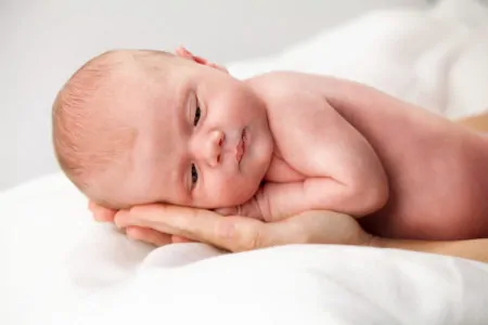 Newborn baby with chapped lips