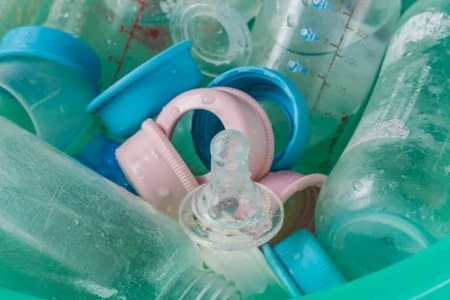 Baby bottles being washed