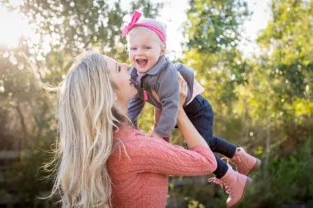 Happy mom and daughter